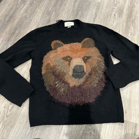 Gucci Wool Embroidered Grizzly Bear Sweater - Medium - Picture 2 of 7